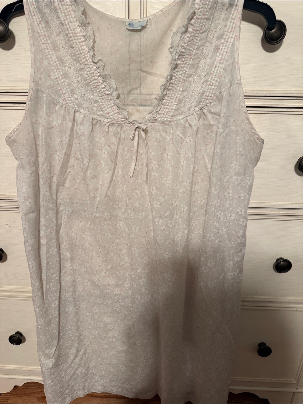 Cottagecore Belle Fleur Vintage Pink Floral Sleeveless Nightdress with Lace Trim